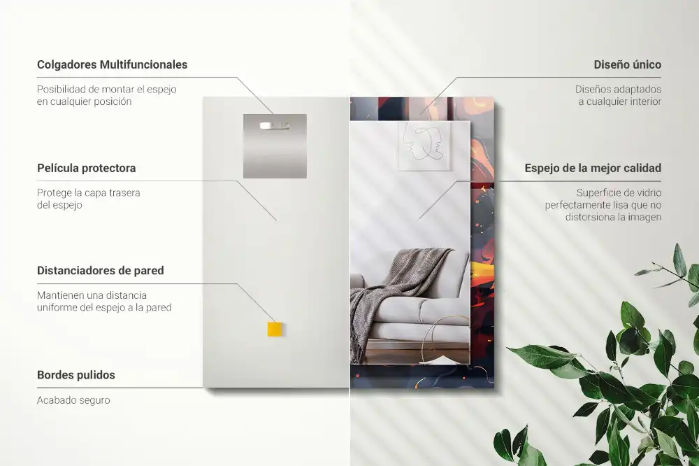 Rektangulär spegel med tryck Vulkan lava