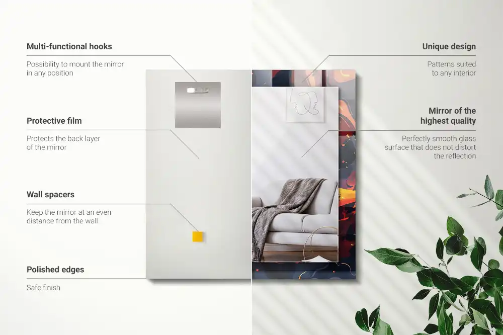 Rektangulär spegel med tryck Vulkan lava