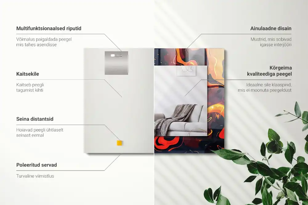 Rektangulär spegel med tryck Vulkan lava
