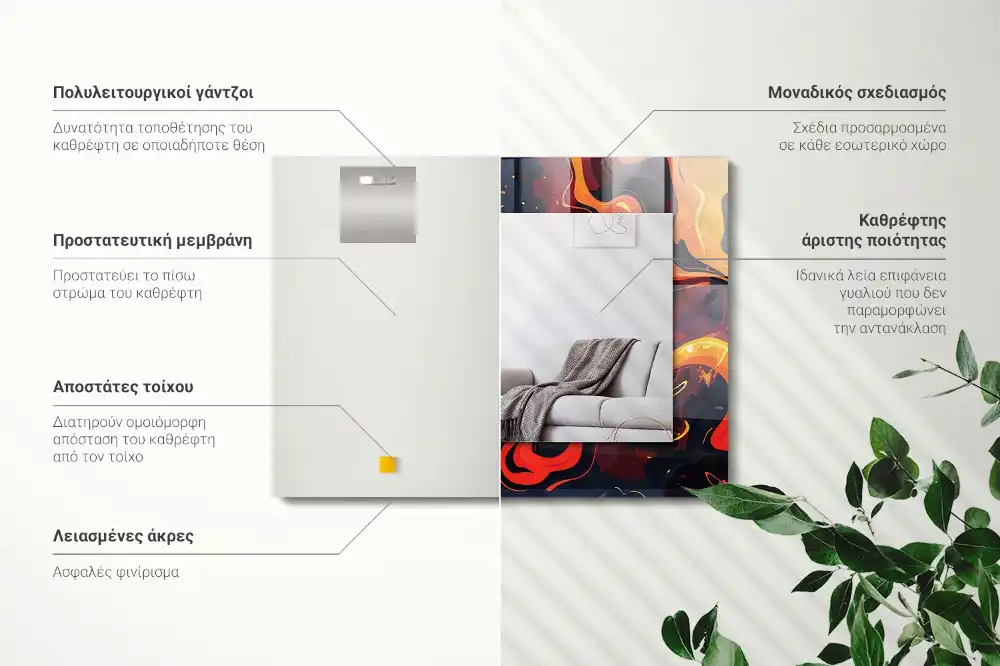 Rektangulär spegel med tryck Vulkan lava