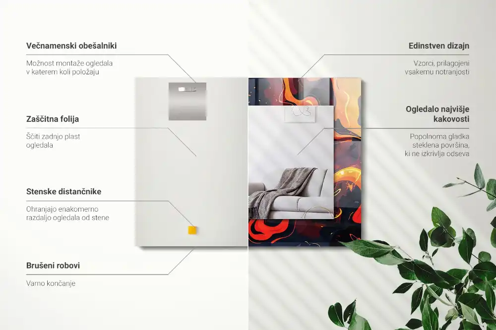 Rektangulär spegel med tryck Vulkan lava