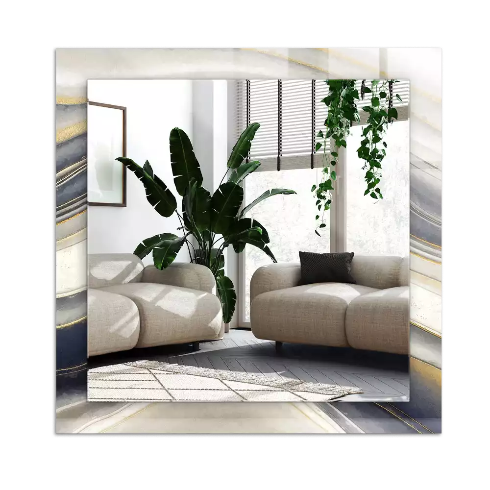 Rektangulär spegel med tryck Abstrakt färg vågor