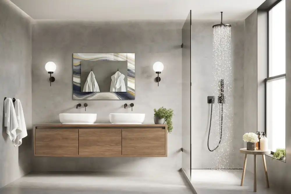 Rektangulär spegel med tryck Abstrakt färg vågor