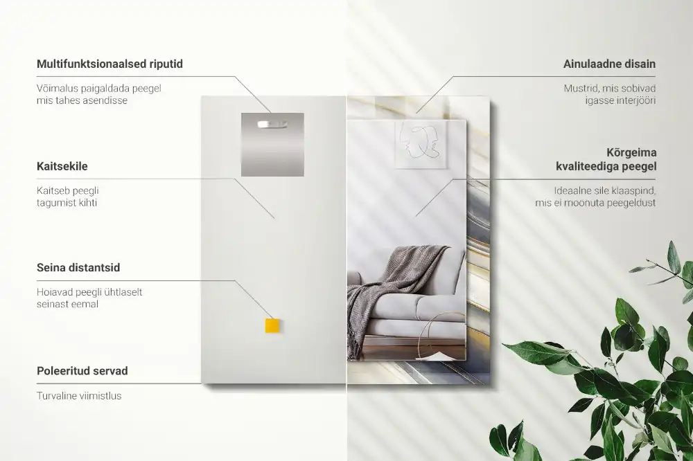 Rektangulär spegel med tryck Abstrakt färg vågor