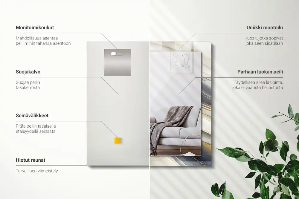 Rektangulär spegel med tryck Abstrakt färg vågor