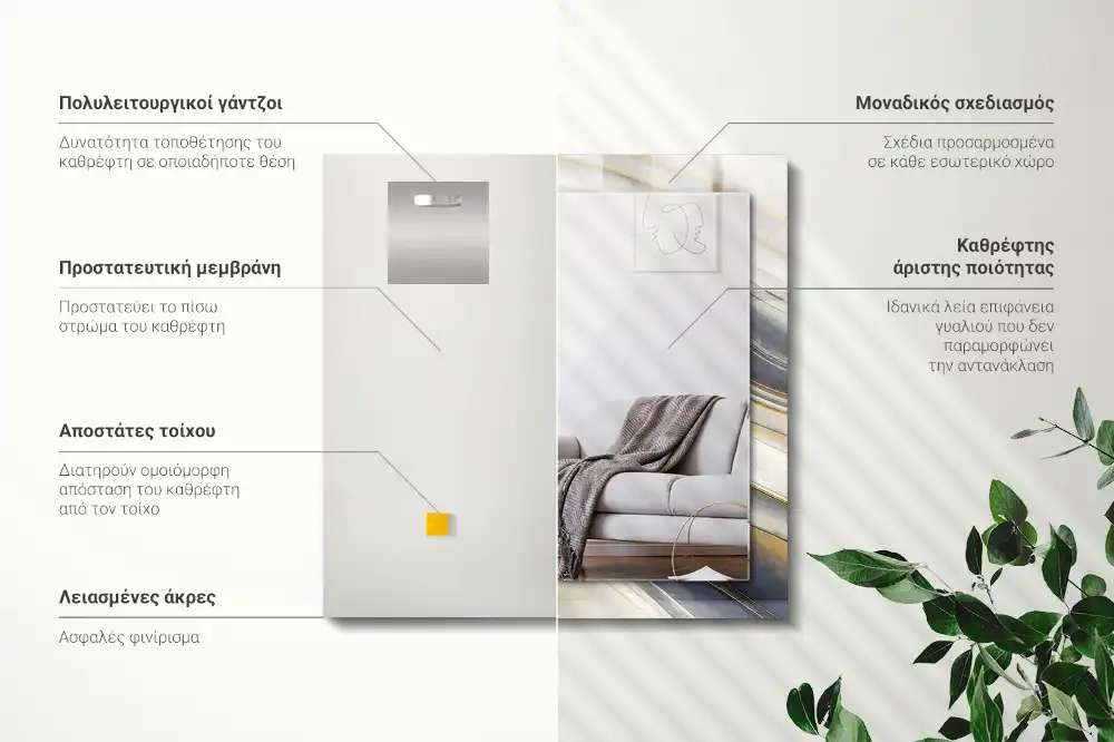 Rektangulär spegel med tryck Abstrakt färg vågor