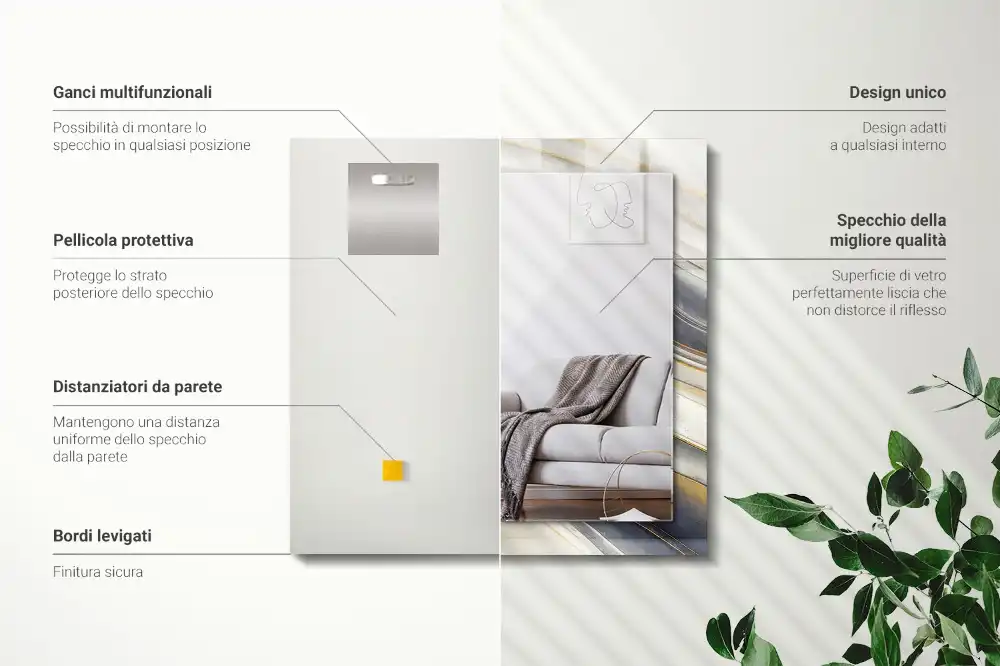 Rektangulär spegel med tryck Abstrakt färg vågor