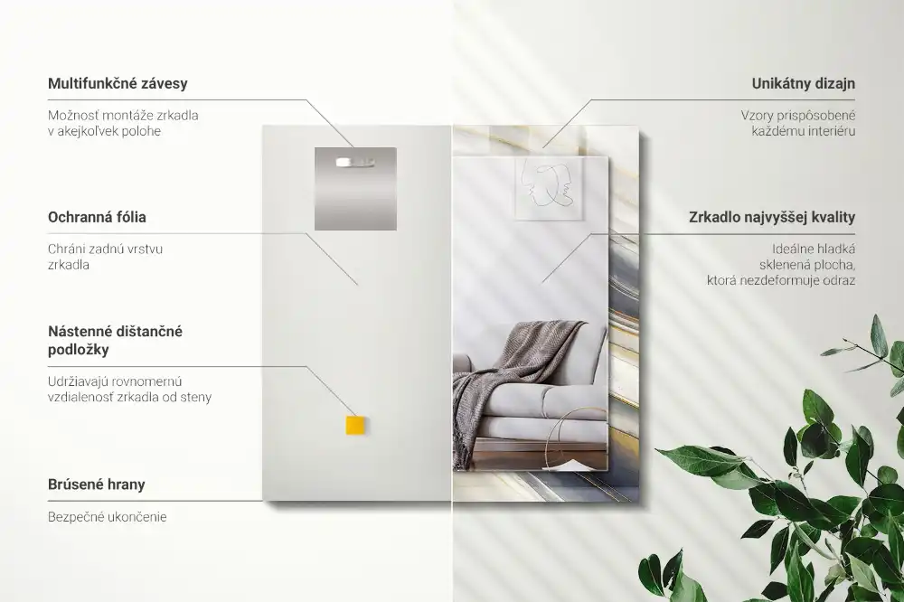 Rektangulär spegel med tryck Abstrakt färg vågor