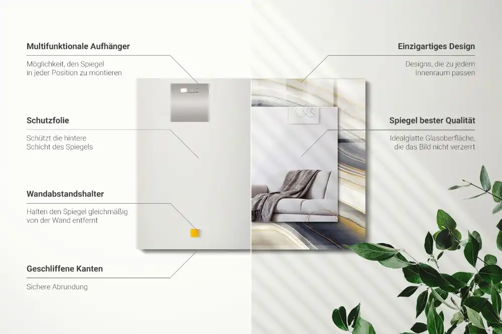 Rektangulär spegel med tryck Abstrakt färg vågor