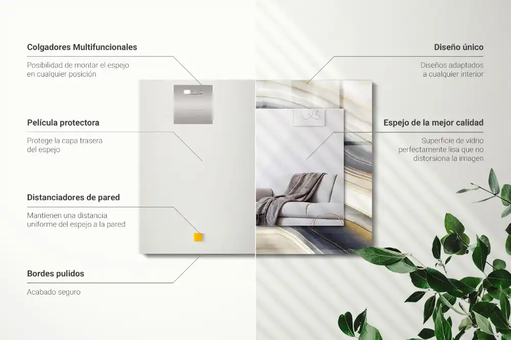 Rektangulär spegel med tryck Abstrakt färg vågor