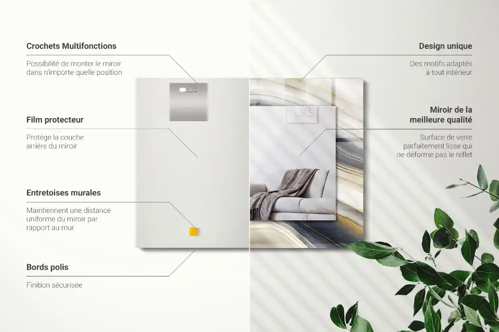 Rektangulär spegel med tryck Abstrakt färg vågor