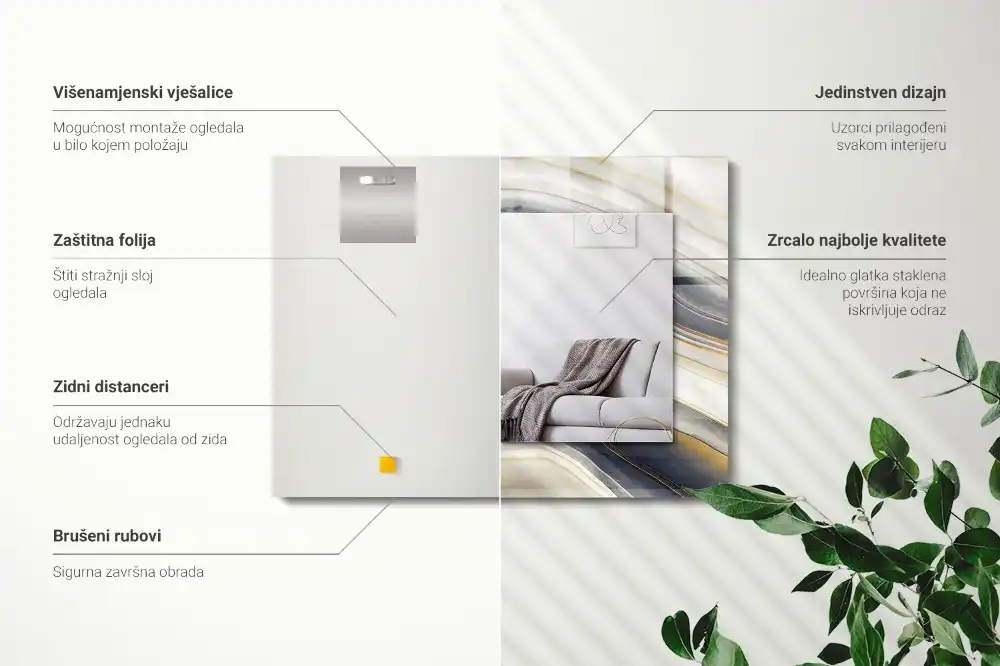 Rektangulär spegel med tryck Abstrakt färg vågor