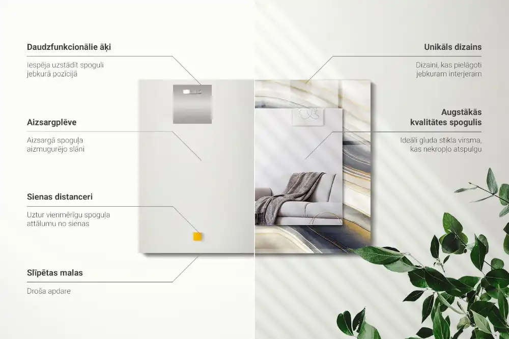 Rektangulär spegel med tryck Abstrakt färg vågor