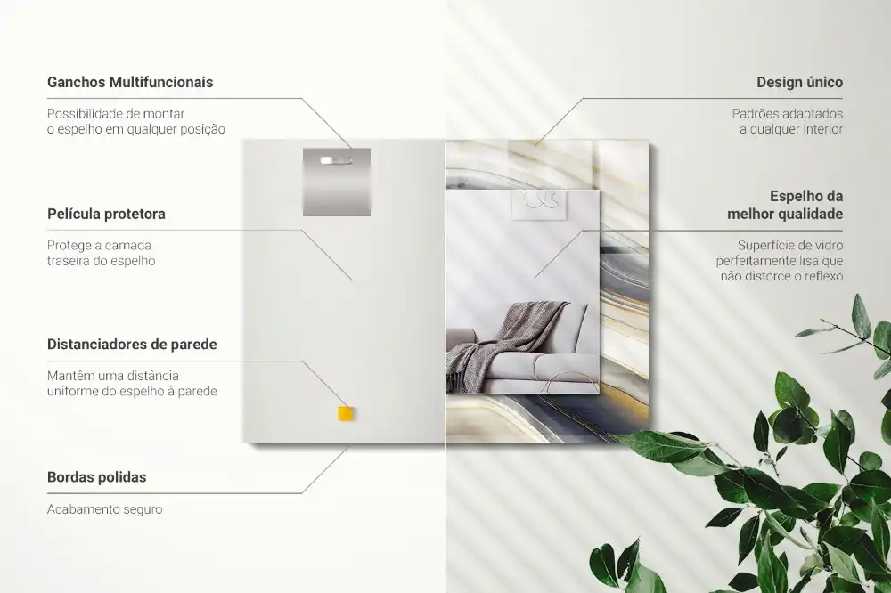 Rektangulär spegel med tryck Abstrakt färg vågor