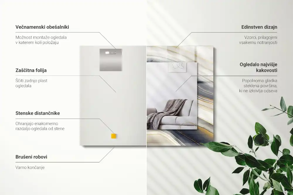 Rektangulär spegel med tryck Abstrakt färg vågor