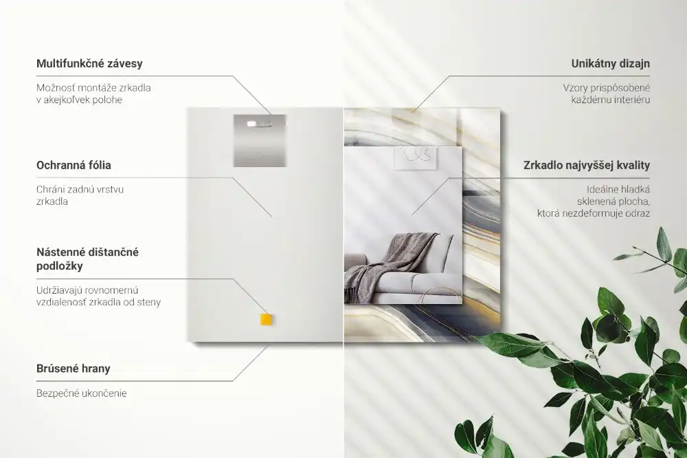 Rektangulär spegel med tryck Abstrakt färg vågor