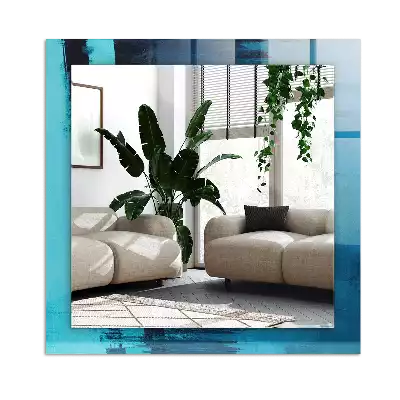 Dekorativ spegel med tryck Abstrakt blå konst