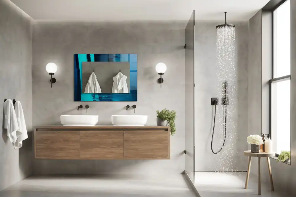 Dekorativ spegel med tryck Abstrakt blå konst