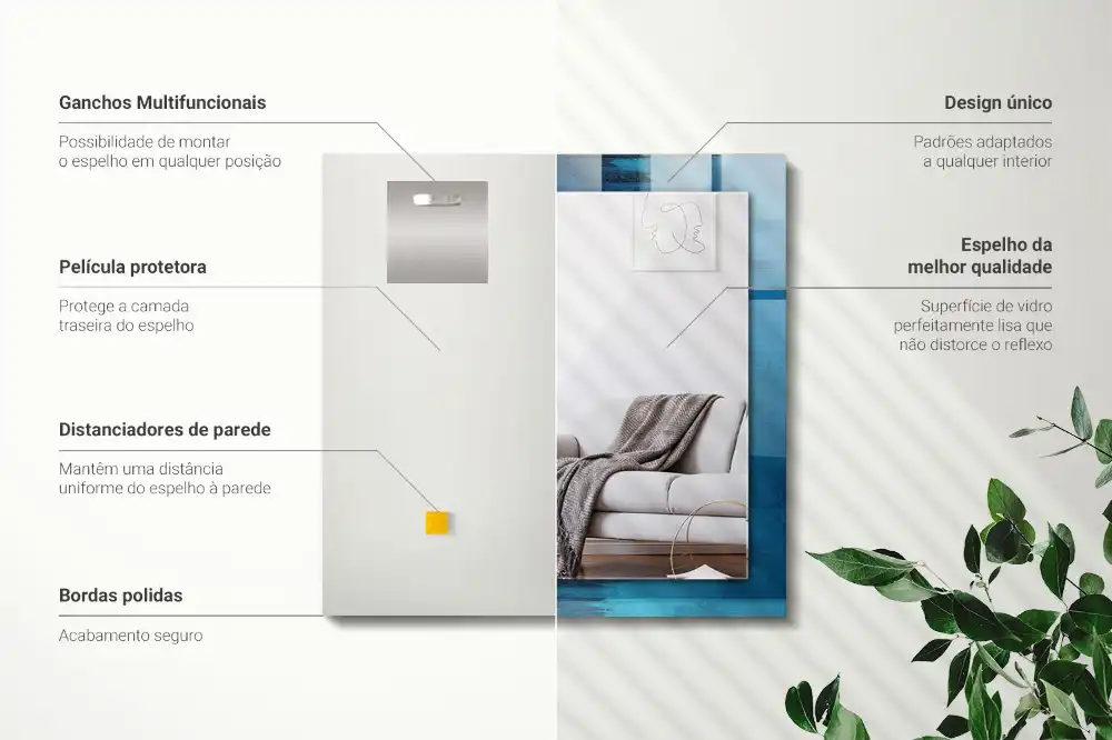 Dekorativ spegel med tryck Abstrakt blå konst