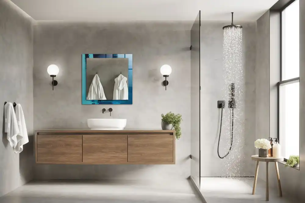 Dekorativ spegel med tryck Abstrakt blå konst