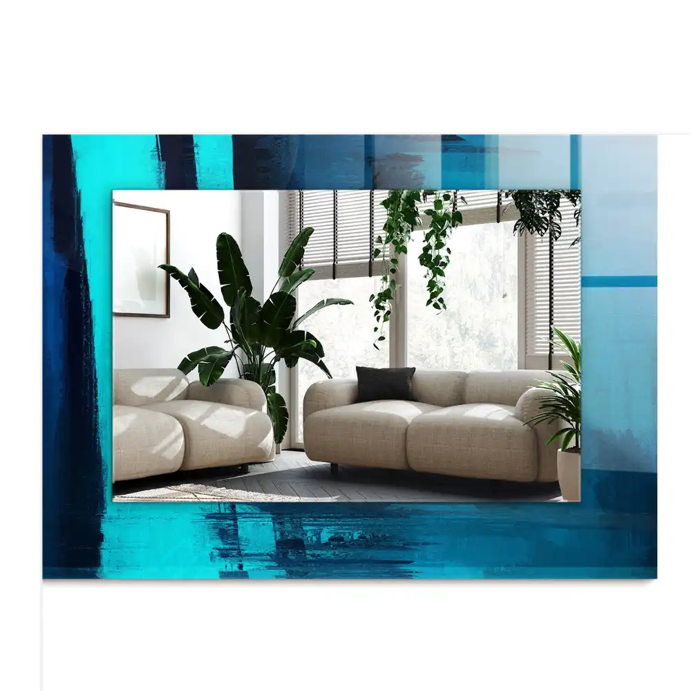 Dekorativ spegel med tryck Abstrakt blå konst