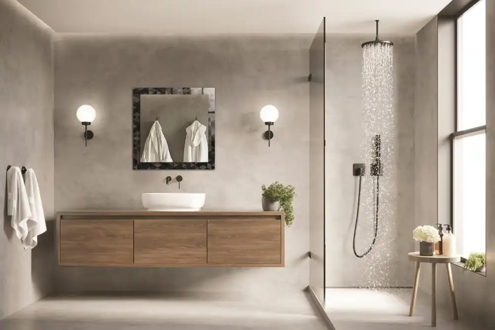 Rektangulär spegel med tryck Svarta och gråa trianglar