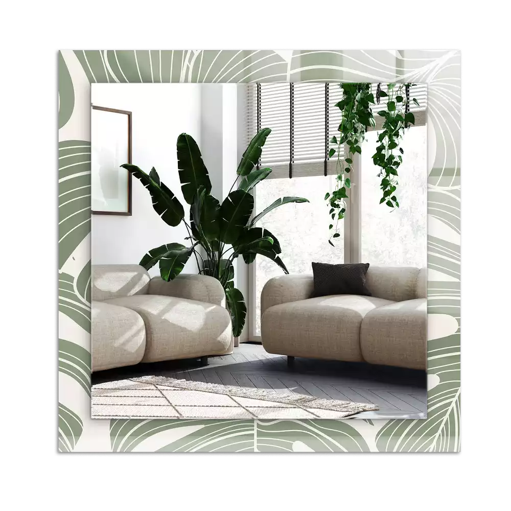 Dekorativ spegel med tryck Monstera lämnar