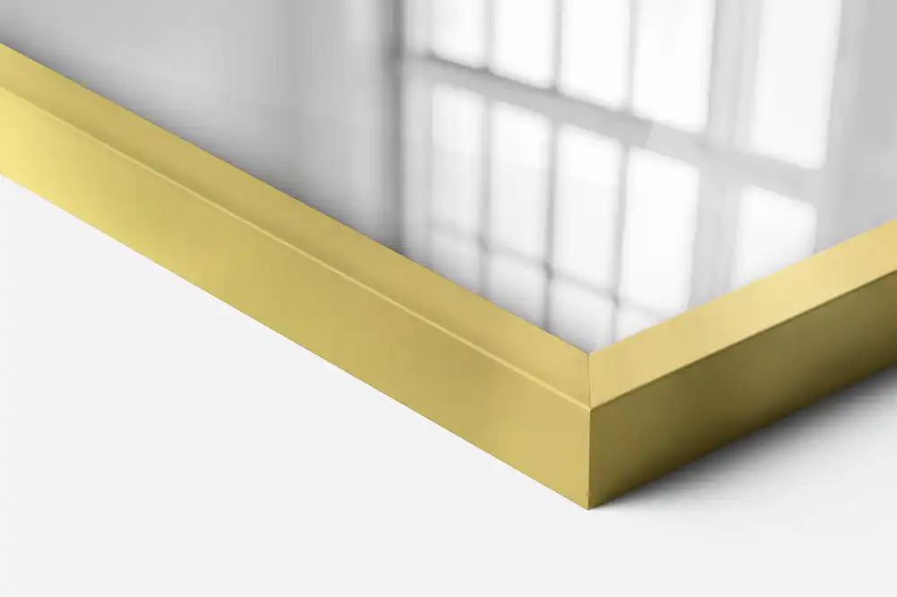 Rektangulär spegel gyllene ram Vägghängd prydnad