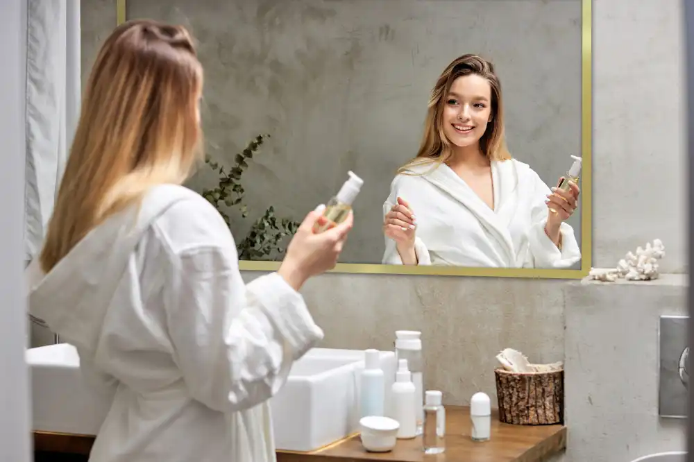 Rektangulär spegel gyllene ram Vägghängd prydnad