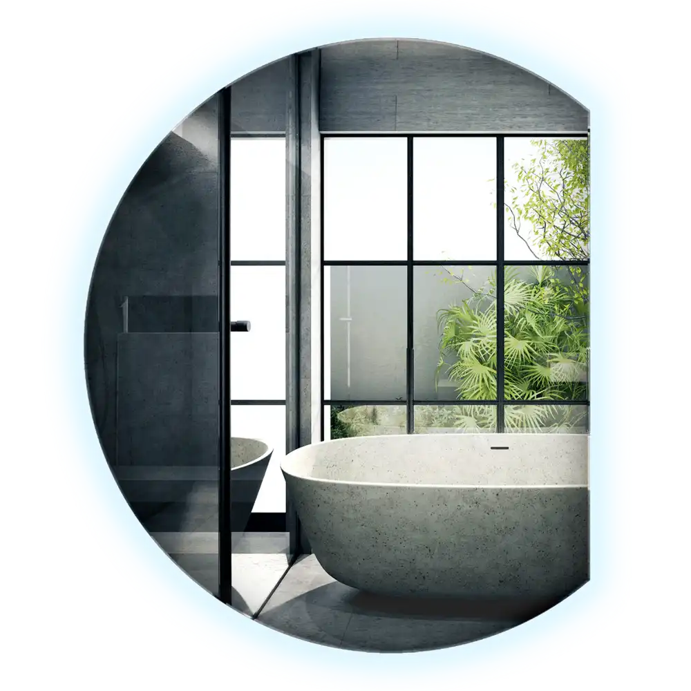 Halvcirkel spegel med led belysning