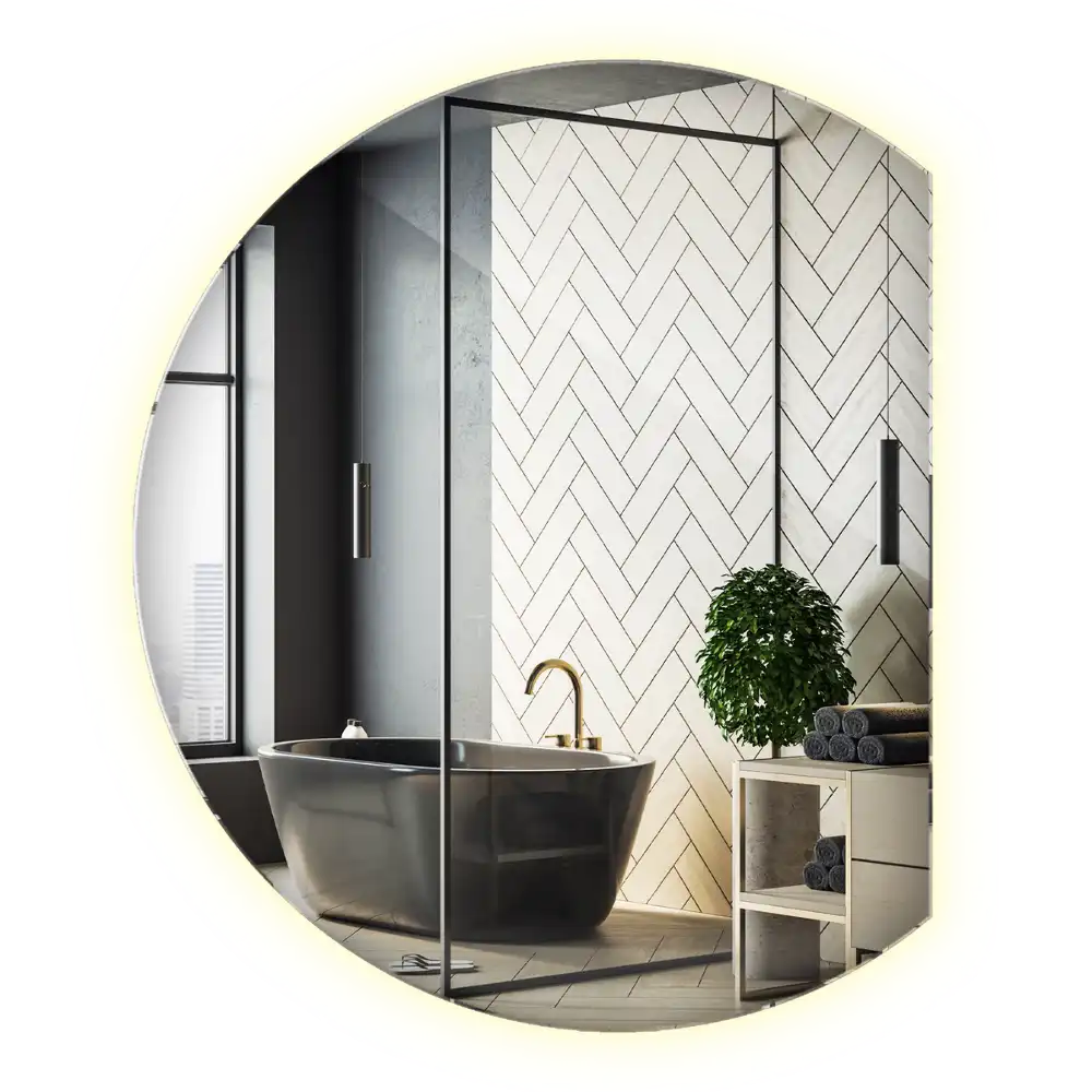 Halvcirkel spegel med led belysning