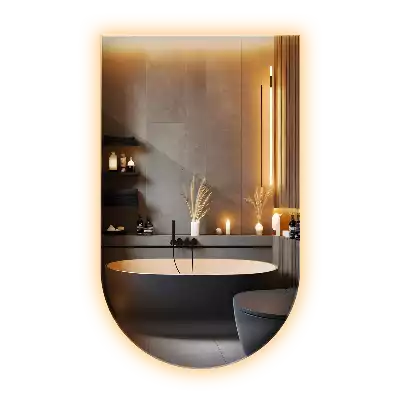 Halv-oval spegel med led belysning