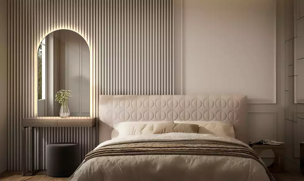 Halv-oval spegel med led belysning