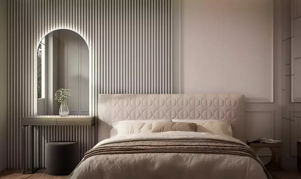 Halv-oval spegel med led belysning