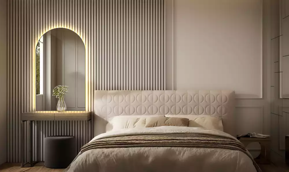 Halv-oval spegel med led belysning