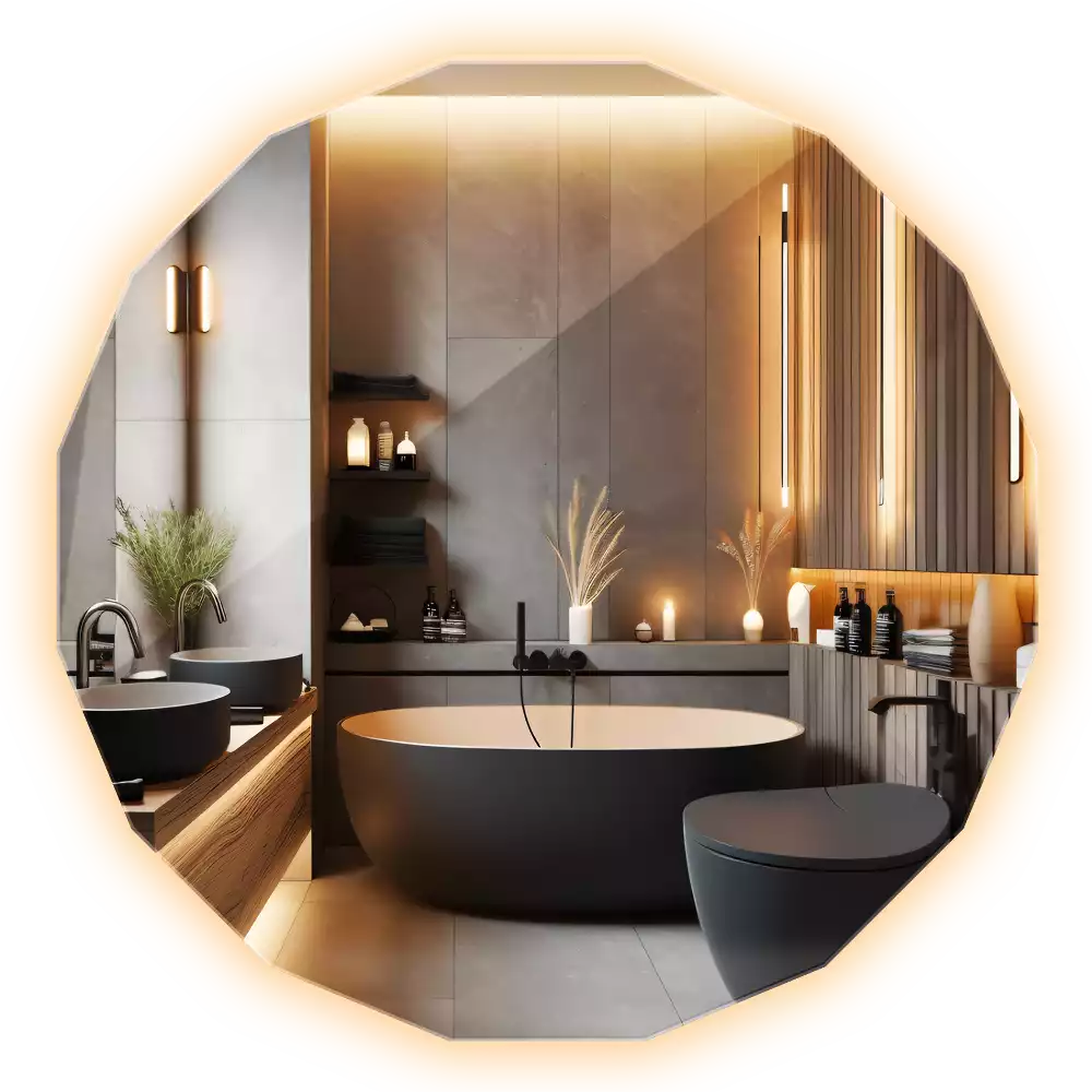 Geometrisk spegel med LED-belysning