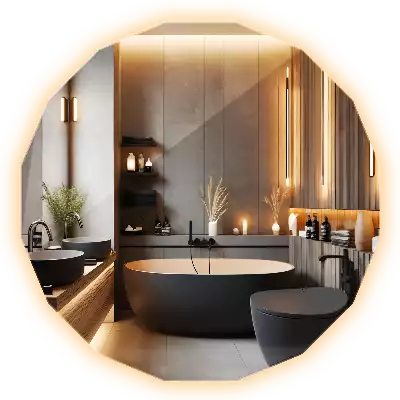 Geometrisk spegel med LED-belysning