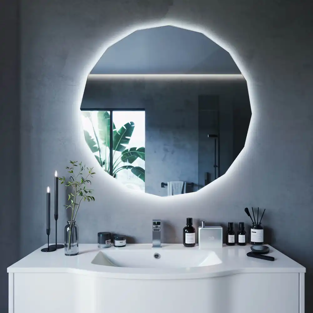 Geometrisk spegel med LED-belysning