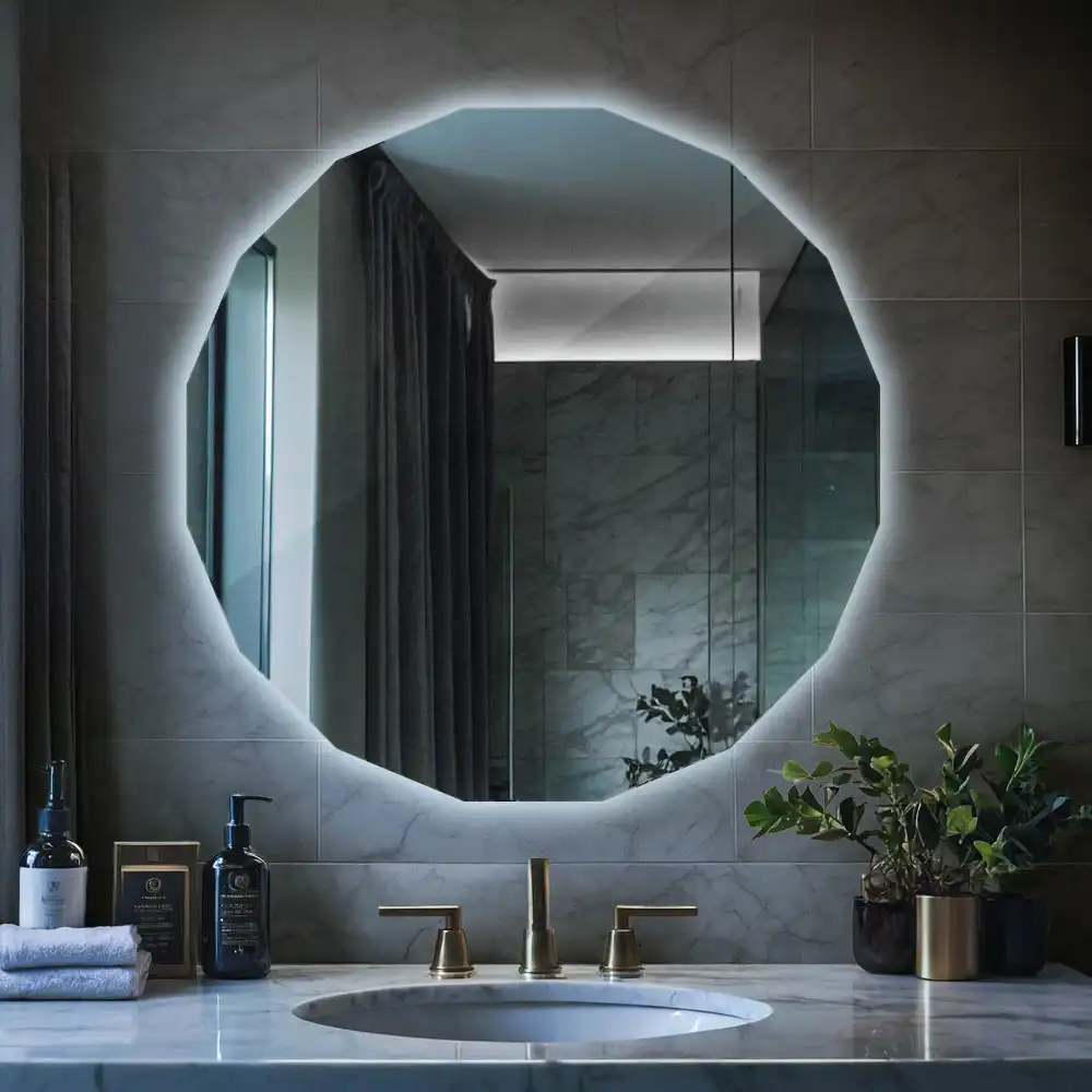Geometrisk spegel med LED-belysning
