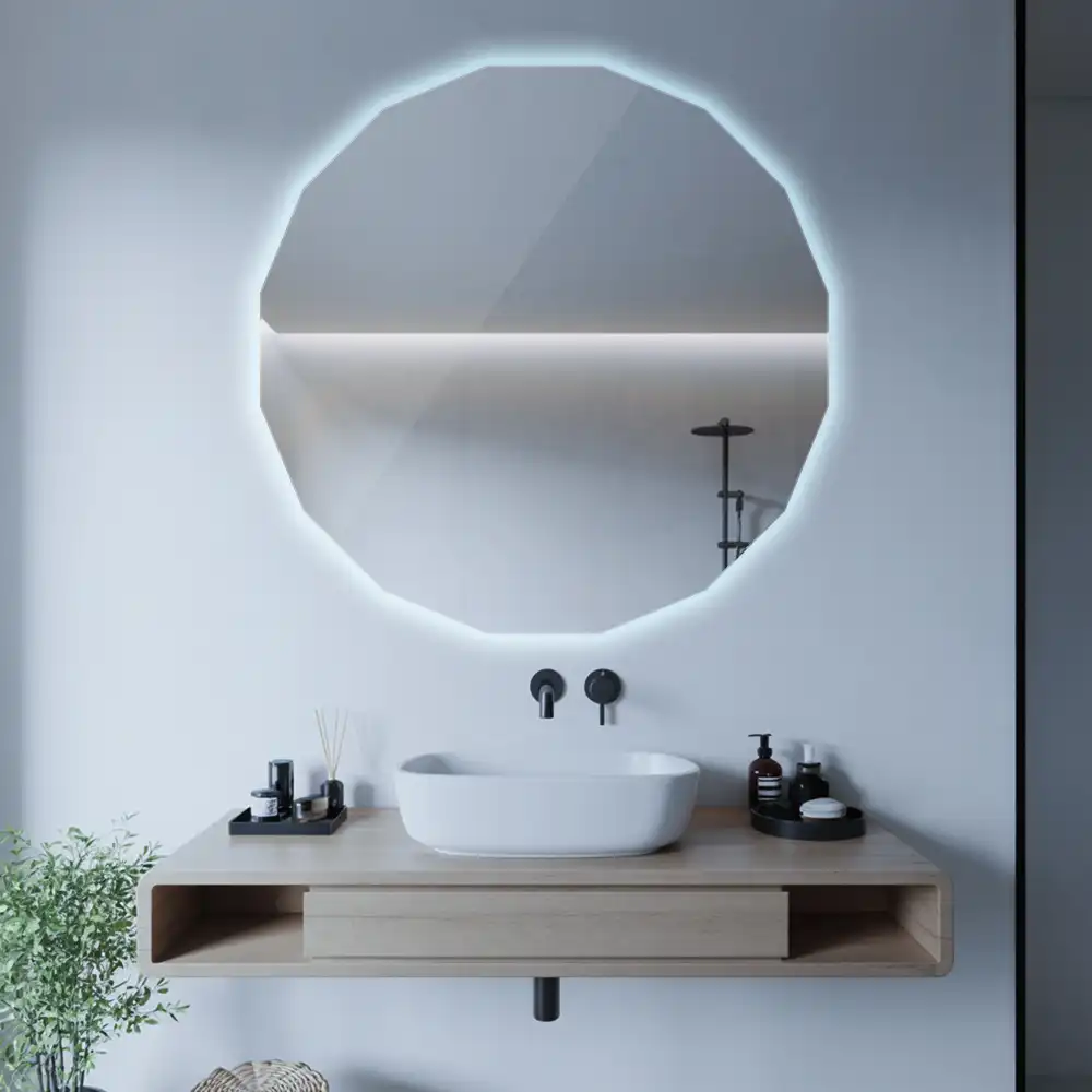 Geometrisk spegel med LED-belysning