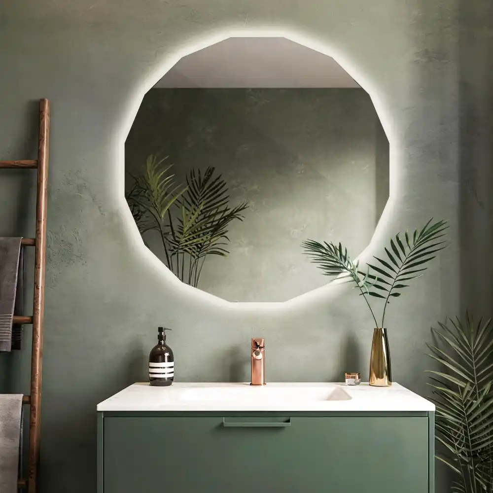 Geometrisk spegel med LED-belysning