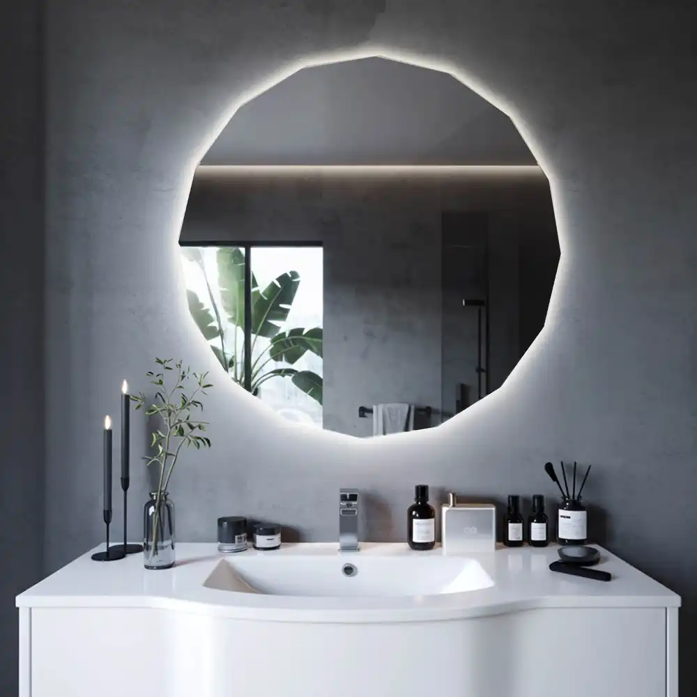 Geometrisk spegel med LED-belysning