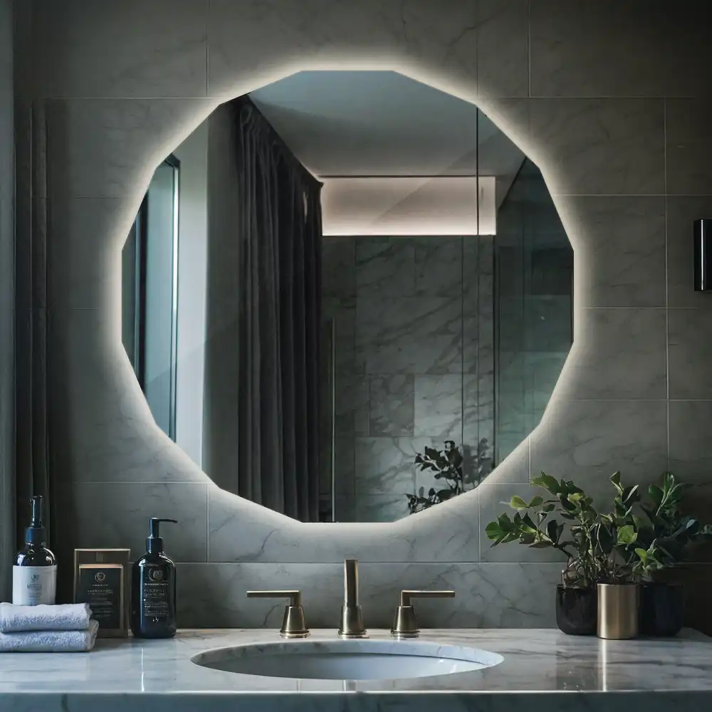 Geometrisk spegel med LED-belysning