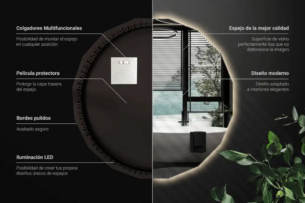 Geometrisk spegel med LED-belysning