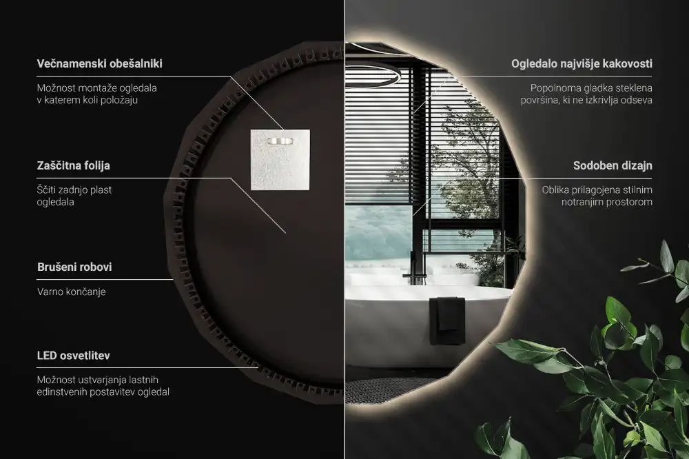 Geometrisk spegel med LED-belysning