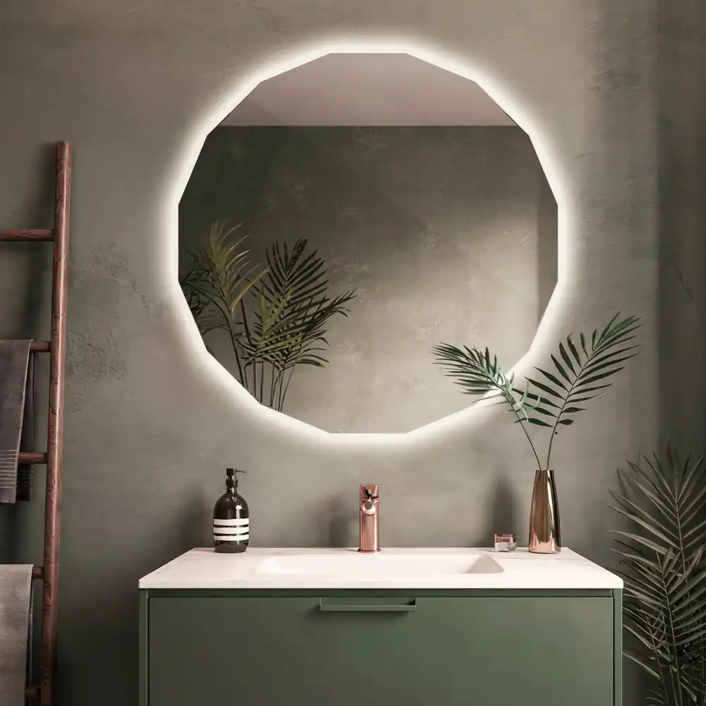Geometrisk spegel med LED-belysning