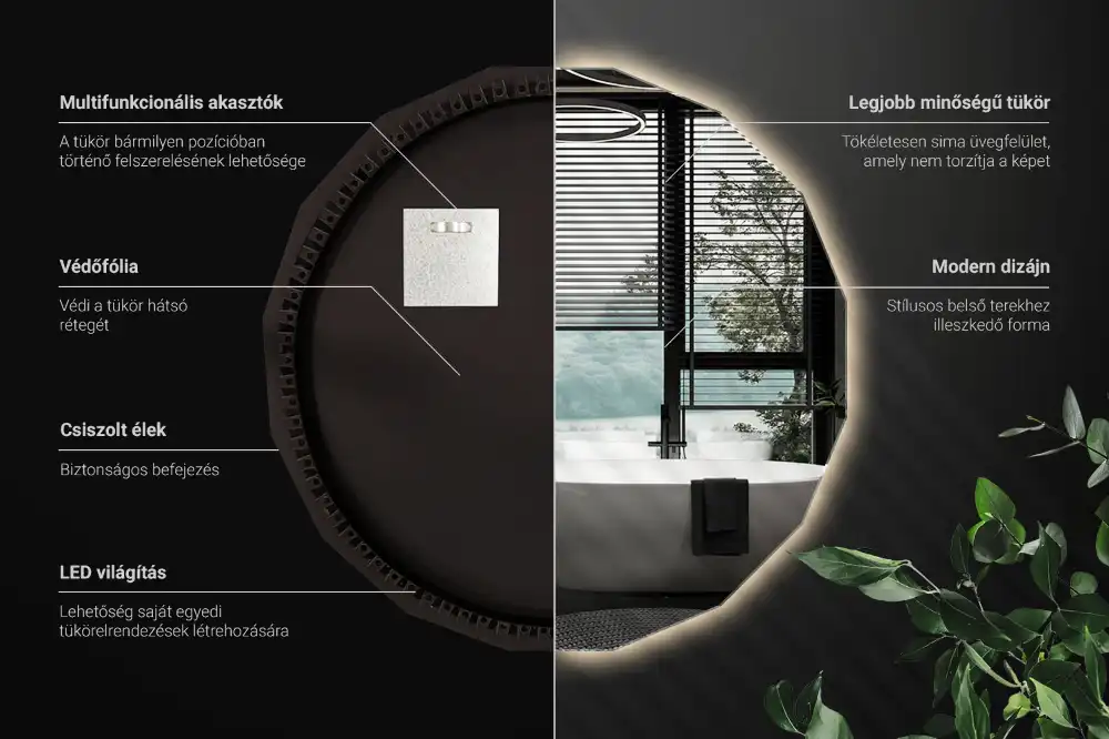 Geometrisk spegel med LED-belysning
