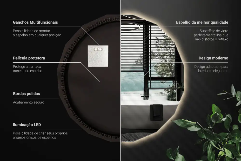 Geometrisk spegel med LED-belysning
