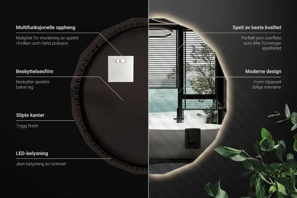 Geometrisk spegel med LED-belysning