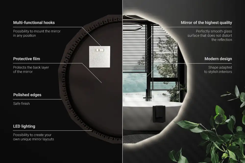 Geometrisk spegel med LED-belysning
